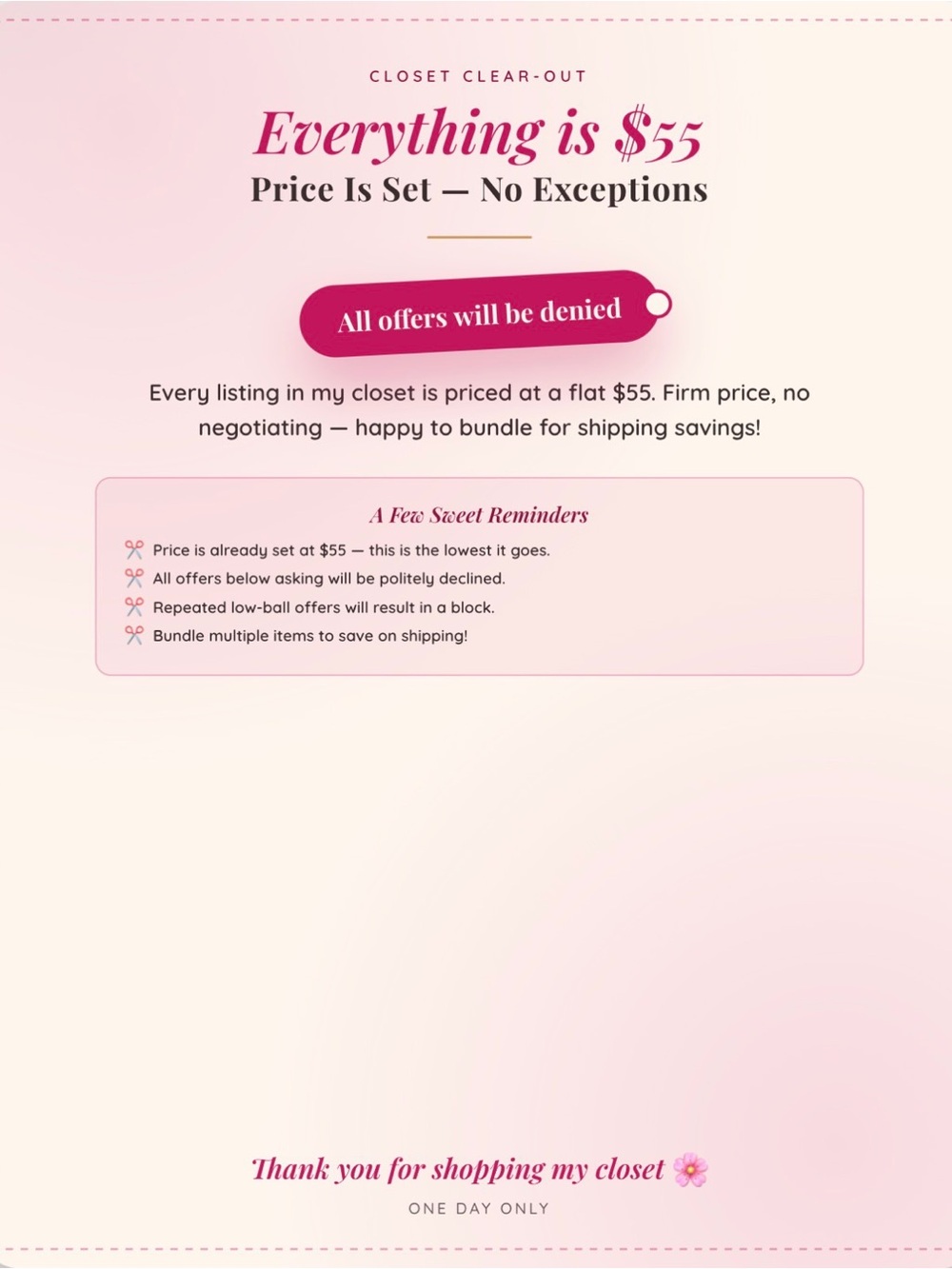 SALE 🏷️ 'Everything is $55 - Closet Clean Out